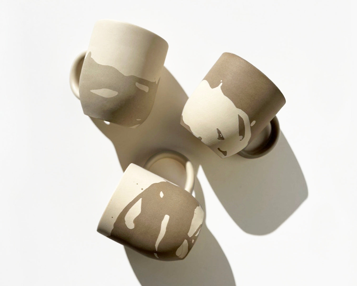 Abstract, neutral tone cups, mugs and planters