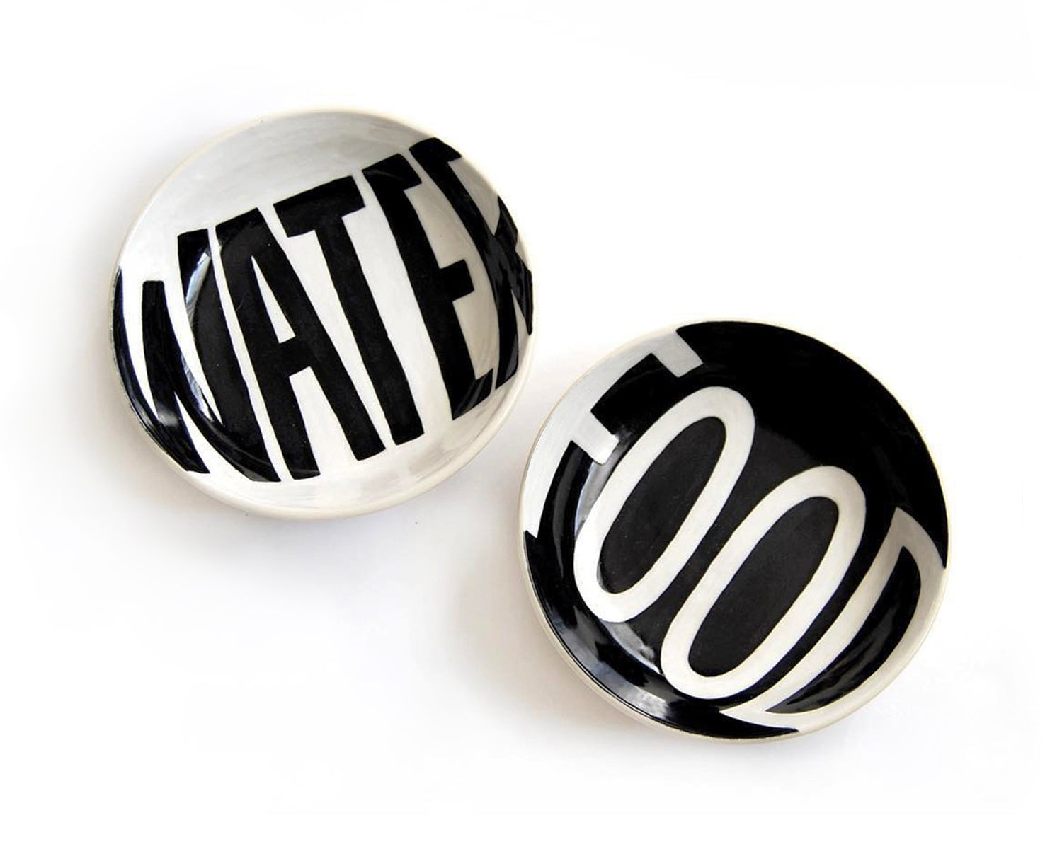 Hand-lettered "FOOD" and "WATER" Pet Bowls