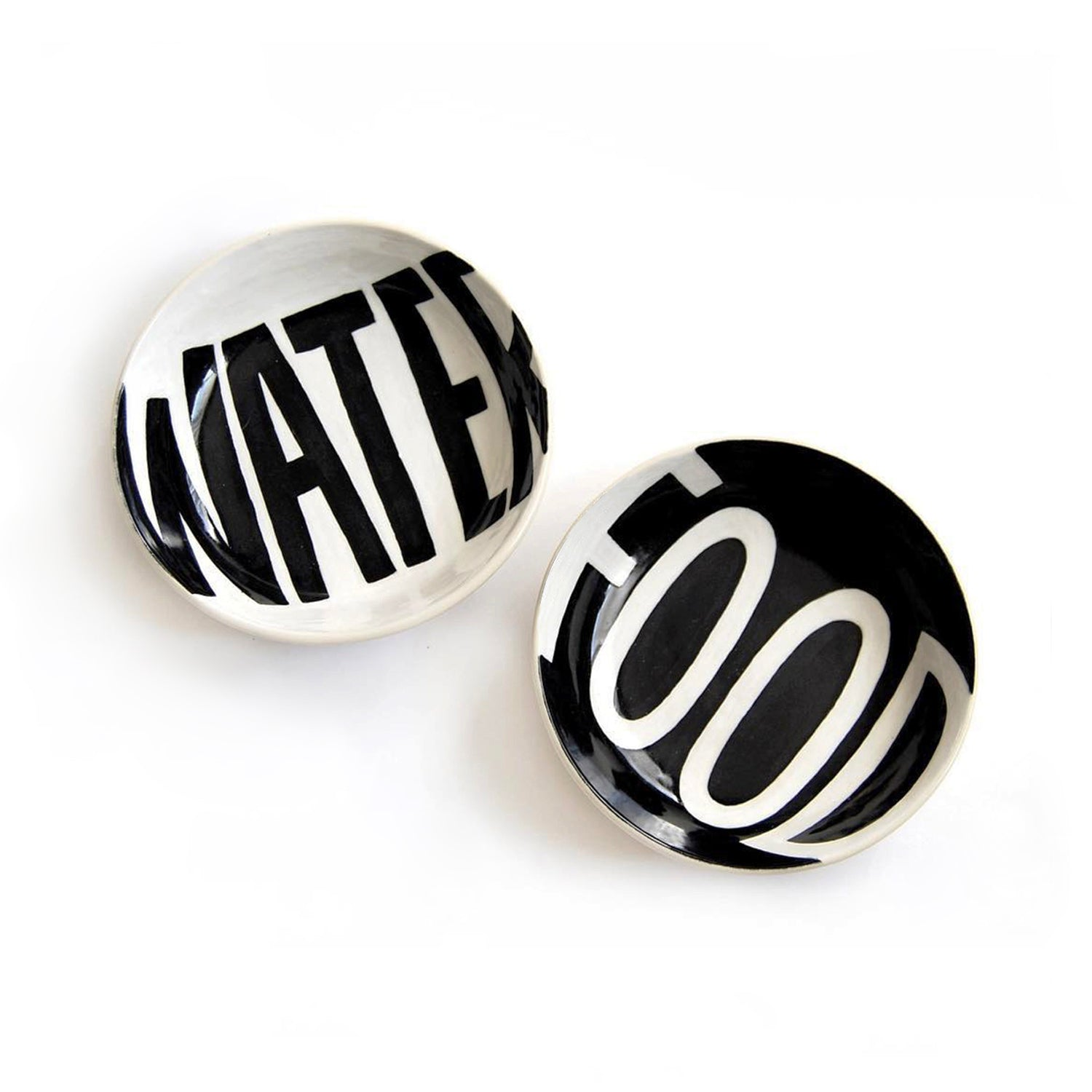 Hand-lettered "FOOD" and "WATER" Pet Bowls